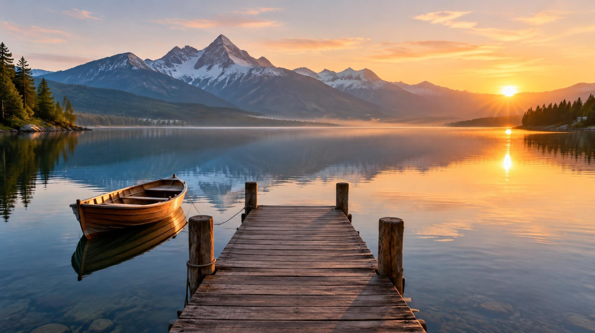 Traveler overlooking a scenic lake and mountains